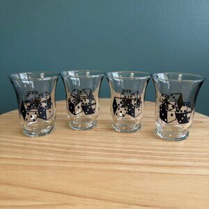 Set Of 4 Vintage Dice-Themed Whiskey Shot Glasses
